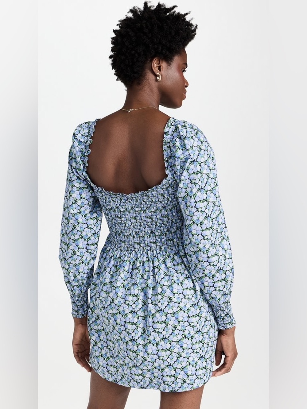 Hill House Home Norah Dress Mini Long Sleeve Floral Blue Pansy Print Large - Picture 2 of 13